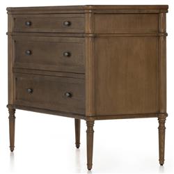 Tacorey Rustic Lodge Brown Solid Oak Wood 3 Drawer Bachelor Chest Dresser|
