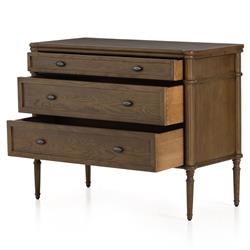 Tacorey Rustic Lodge Brown Solid Oak Wood 3 Drawer Bachelor Chest Dresser|