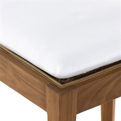 Tina Modern Classic White Upholstered Natural Teak Rattan Outdoor Dining Side Chair|