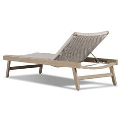 Dion Coastal Grey Woven Rope Washed Natural Teak Adjustable Outdoor Chaise Lounge|