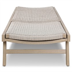 Dion Coastal Grey Woven Rope Washed Natural Teak Adjustable Outdoor Chaise Lounge|