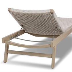 Dion Coastal Grey Woven Rope Washed Natural Teak Adjustable Outdoor Chaise Lounge|