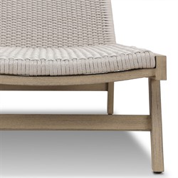 Dion Coastal Grey Woven Rope Washed Natural Teak Adjustable Outdoor Chaise Lounge|
