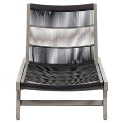 Liana Coastal Beach Grey Teak Wood Dark Grey Woven Rope Outdoor Chaise Lounge|