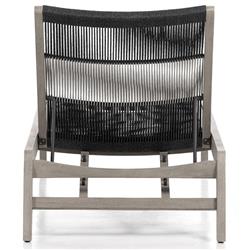 Liana Coastal Beach Grey Teak Wood Dark Grey Woven Rope Outdoor Chaise Lounge|