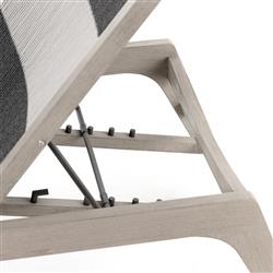 Liana Coastal Beach Grey Teak Wood Dark Grey Woven Rope Outdoor Chaise Lounge|