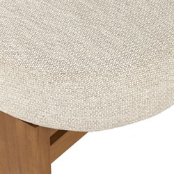 Carlo Mid Century Beige Upholstered Natural Teak Wood Frame Outdoor Lounge Chair|