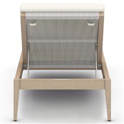 Cheryl Classic White Cushion Natural Teak Wood Frame Outdoor Chaise Lounge|