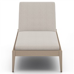 Cheryl Classic Light Grey Cushion Natural Teak Wood Frame Outdoor Chaise Lounge|