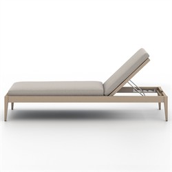 Cheryl Classic Light Grey Cushion Natural Teak Wood Frame Outdoor Chaise Lounge|