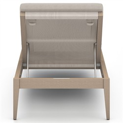 Cheryl Classic Light Grey Cushion Natural Teak Wood Frame Outdoor Chaise Lounge|