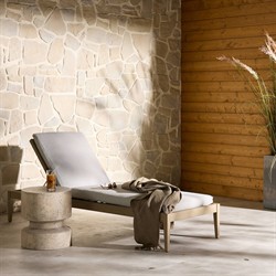 Cheryl Classic Light Grey Cushion Natural Teak Wood Frame Outdoor Chaise Lounge|