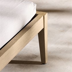 Cheryl Classic Light Grey Cushion Natural Teak Wood Frame Outdoor Chaise Lounge|