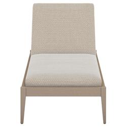 Cheryl Classic Beige Cushion Natural Teak Wood Frame Outdoor Chaise Lounge|