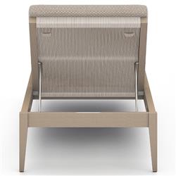 Cheryl Classic Beige Cushion Natural Teak Wood Frame Outdoor Chaise Lounge|