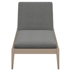 Cheryl Classic Black Cushion Natural Teak Wood Frame Outdoor Chaise Lounge|