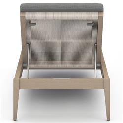 Cheryl Classic Black Cushion Natural Teak Wood Frame Outdoor Chaise Lounge|