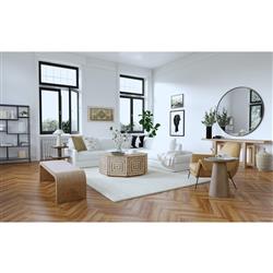 Atkinson Modern Classic Brown Wood Curved Entryway Bench|