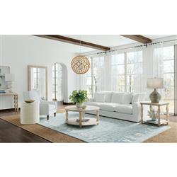 Miguel Coastal Beach Brown Oak Wood Rope Wrapped 2 Tier Round Coffee Table|