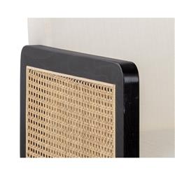 Mariya Coastal White Upholstered Natural Rattan Black Wood Office Chair|