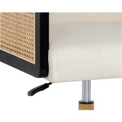 Mariya Coastal White Upholstered Natural Rattan Black Wood Office Chair|