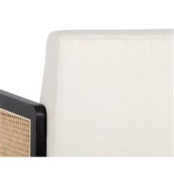 Mariya Coastal White Upholstered Natural Rattan Black Wood Office Chair|