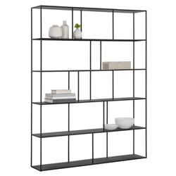 Cantrell Industrial Loft Matte Black Iron 5 Tier Double Display Case|