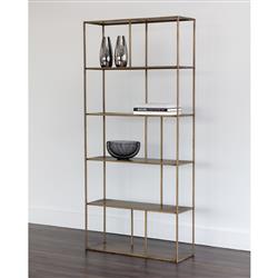 Cantrell Industrial Loft Antique Brass Iron 5 Tier Display Case|