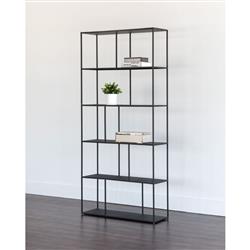 Cantrell Industrial Loft Matte Black Iron 5 Tier Display Case|