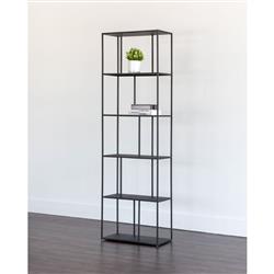 Cantrell Industrial Loft Matte Black Iron 5 Tier Single Display Case|
