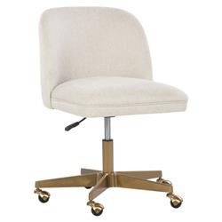 Newark Modern Classic Cream Upholstered Gold Office Chair|