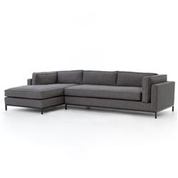 Allison Modern Classic Grey Upholstered 2 Piece Sectional - Left Arm Facing|