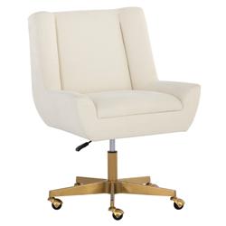 Weberg Hollywood Regency White Upholstered Matte Gold Steel Office Chair|