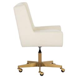Weberg Hollywood Regency White Upholstered Matte Gold Steel Office Chair|