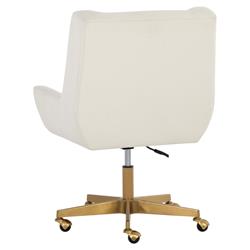 Weberg Hollywood Regency White Upholstered Matte Gold Steel Office Chair|