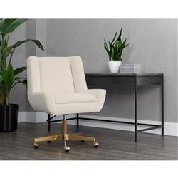 Weberg Hollywood Regency White Upholstered Matte Gold Steel Office Chair|