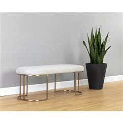 Aliyah Modern Classic Beige Performance Antique Brass Bench|