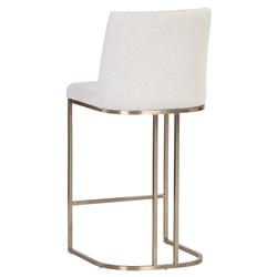 Aliyah Oatmeal Beige Upholstered Antique Brass Stainless Steel Counter Stool|