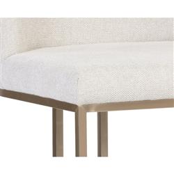 Aliyah Oatmeal Beige Upholstered Antique Brass Stainless Steel Counter Stool|