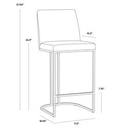 Aliyah Oatmeal Beige Upholstered Antique Brass Stainless Steel Counter Stool|