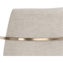Aliyah Oatmeal Beige Upholstered Antique Brass Steel Dining Arm Chair|