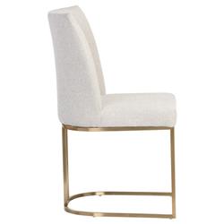 Aliyah Oatmeal Beige Antique Brass Steel Dining Side Chair - Set of 2|