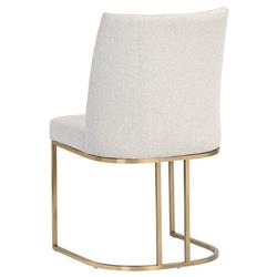 Aliyah Oatmeal Beige Antique Brass Steel Dining Side Chair - Set of 2|