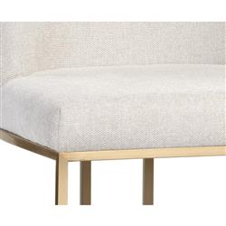 Aliyah Oatmeal Beige Antique Brass Steel Dining Side Chair - Set of 2|