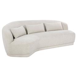 Fannie French Country Cream Performance Curved Sofa - 98"|