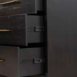 Dorwin Industrial Loft Espresso Brown Acacia Wood 6 Drawer Dresser|