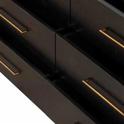 Dorwin Industrial Loft Espresso Brown Acacia Wood 6 Drawer Dresser|