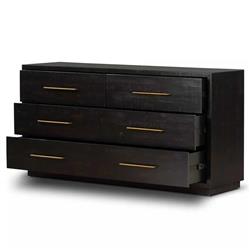 Dorwin Industrial Loft Espresso Brown Acacia Wood 6 Drawer Dresser|