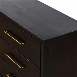 Dorwin Industrial Loft Espresso Brown Acacia Wood 6 Drawer Dresser|