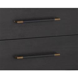 Senesca Rustic Brown Acacia Wood Black Iron Base 2 Drawer Nightstand|